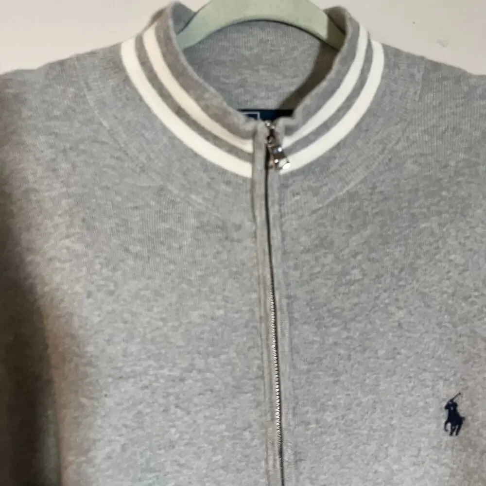 Vtg Polo Ralph Lauren Full Zip Sweater Size XLT Tall Bomber Reverse Weave RARE